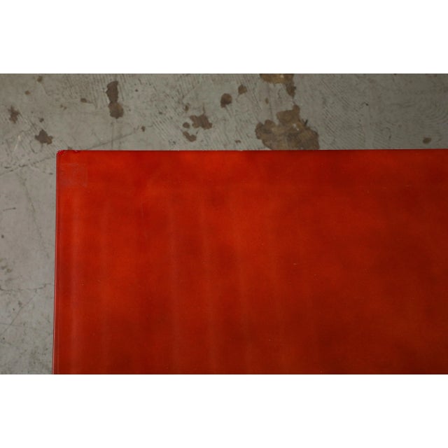Metal Midcentury Bronze and Red Lacquer 2-Piece Dining Table on Casters For Sale - Image 7 of 12