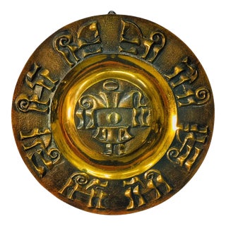 Mid-Century Brass Wall Plate, 1960s-1970s For Sale