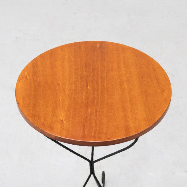 Wood French Wrought Iron Side Table, 1960s For Sale - Image 7 of 9