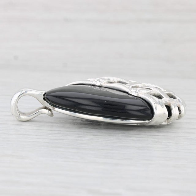 Contemporary Slane & Slane Onyx Statement Enhancer Pendant Sterling Silver Basket Weave For Sale - Image 3 of 6