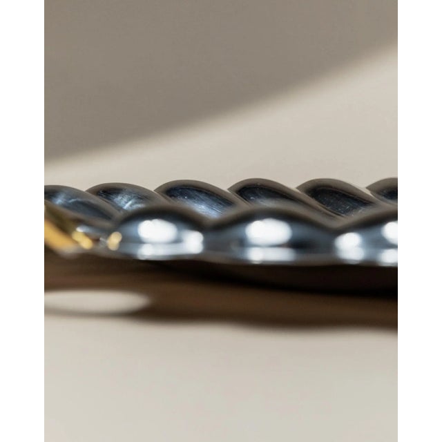 Brown Vintage Shell Tray in Stainless Steel with Gilt Details from Becchetti, Italy, 1980s For Sale - Image 8 of 11