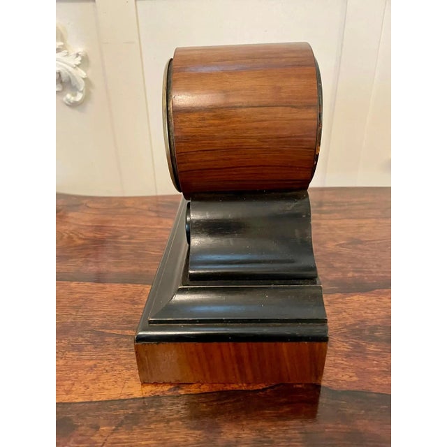 Metal Antique Victorian Walnut Desk Clock For Sale - Image 7 of 11