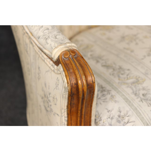 Cream Pair Antique 19th C. French Louis XV Style Bergère Chairs For Sale - Image 8 of 17