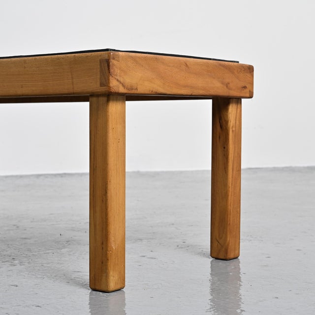 1980s Slate and Wood Coffee Table from Maison Regain, 1980 For Sale - Image 5 of 11