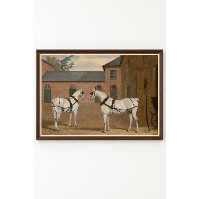 This vintage English equestrian art print by John Frederick Herring brings distinguished country-house character to a...