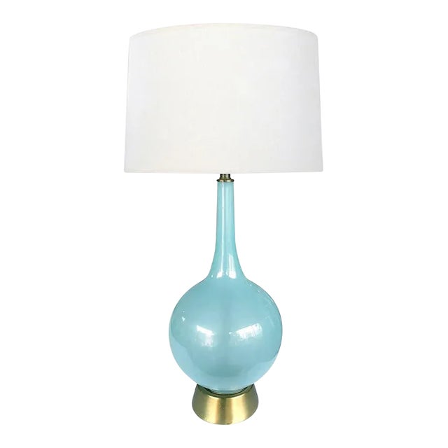 1960's Translucent Murano Style Pale-Blue Bottle-Form Lamp For Sale