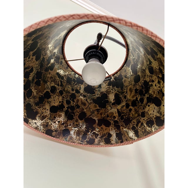 1990s 1990s Frederick Cooper Lampshade and Gooseneck Standing Floor Lamp, Textured Basket Weave Fabric For Sale - Image 5 of 10