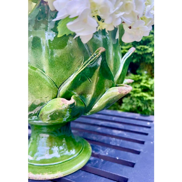 Italian Majolica Artichoke Pedestal Bowl, Emerald Green For Sale In Washington DC - Image 6 of 8