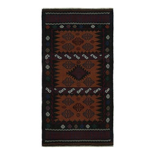 Rug & Kilim’s Afghan Tribal Kilim Rug in Black and Brown With Geometric Patterns For Sale