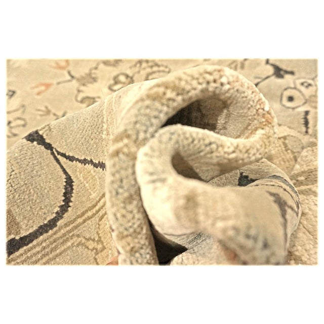 Olive 21st Century Turkish Agra Wool 9x13 Light Olive and Khaki Handmade Area Rug #1141219 For Sale - Image 8 of 8
