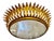 Large Spanish Crown Sunburst Fixture in Gilt Metal and Frost Glass, 1950 For Sale