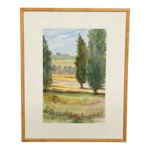 Ann M. Howes Watercolor Landscape Painting, 'Through the Cypress Trees'