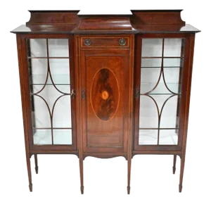 Edwardian Sheraton Style Display Cabinet in Mahogany, 1910s