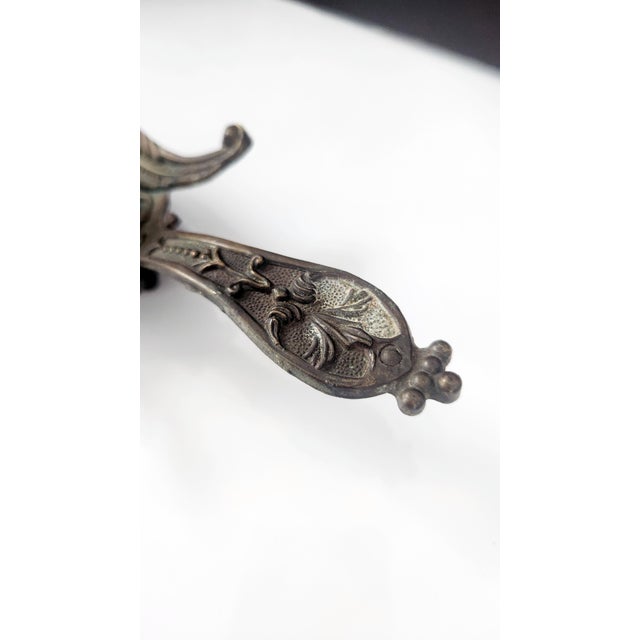 Rococo Antique Brass Rococo Revival Chamberstick Candle Holder With Verdigris Patina For Sale - Image 3 of 12