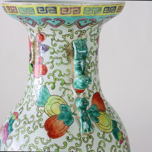 Chinese Famille Rose Porcelain Vase With Wooden Base Signed 20thC For Sale - Image 6 of 8