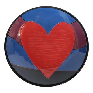 Hand Painted Heart Charger Plate Bowl For Sale