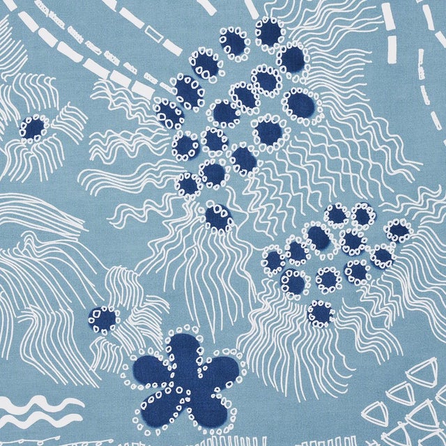 Tribal Sample - Schumacher X Clements Ribeiro Haven Fabric in Teal & Navy For Sale - Image 3 of 4