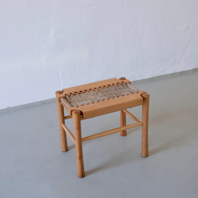 French Woven Seat Stool, 1960s For Sale - Image 5 of 8