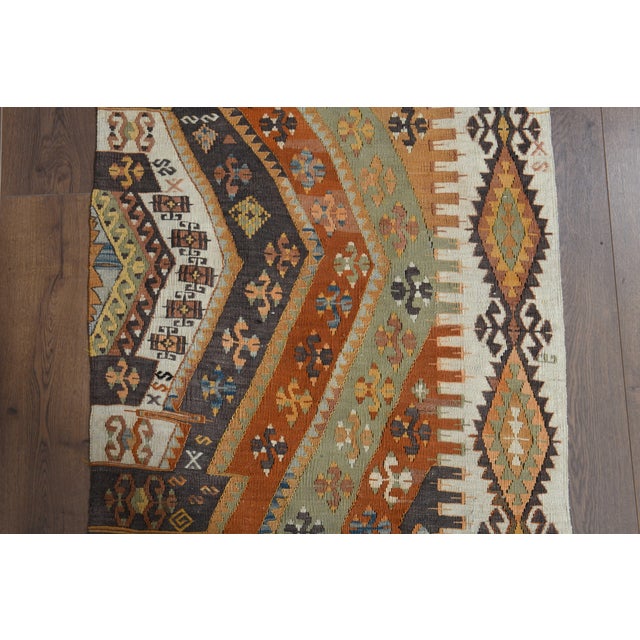 Textile 1970s Vintage Handmade Wool Cotton Orange Runner Rug For Sale - Image 7 of 11