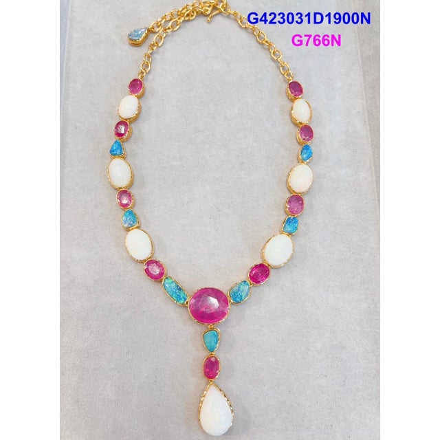 Fantastic Bochic "Capri" Blue & White Opal, Ruby Necklace set 22K Gold & Silver For Sale - Image 18 of 18