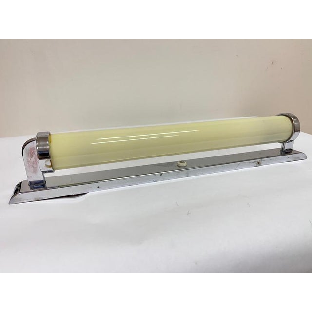 Glass Large Bauhaus Chrome Wall Lamp, Former Czechoslovakia, 1930s For Sale - Image 7 of 9