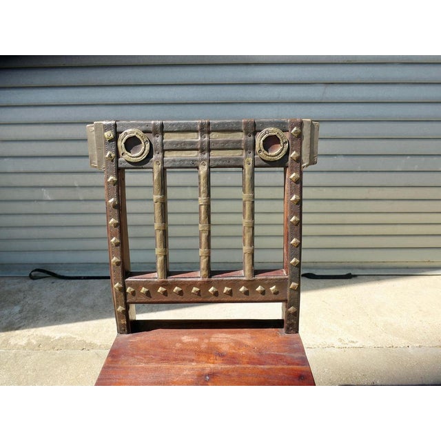 Anglo-Indian Raj Table and Chairs with Metal Decor, 1920s, Set of 11 For Sale - Image 10 of 11