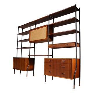 Mid 20th Century Danish Modern Teak Free-Standing Wall Unit With Bar by Lyby Møbelfabrik For Sale