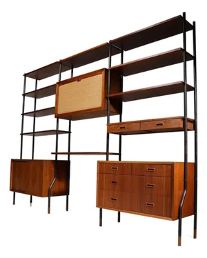 Mid 20th Century Danish Modern Teak Free-Standing Wall Unit With Bar by Lyby Møbelfabrik