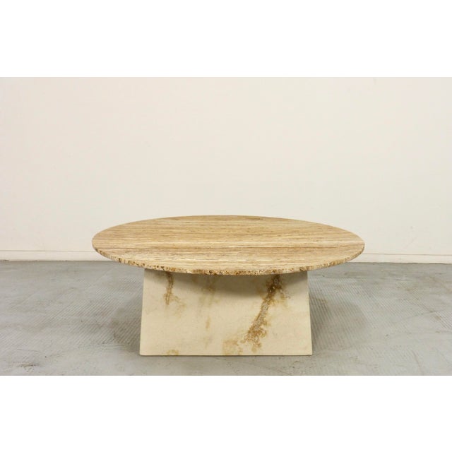 Italian Geometric Travertine Coffee Table, 1970s For Sale - Image 10 of 10