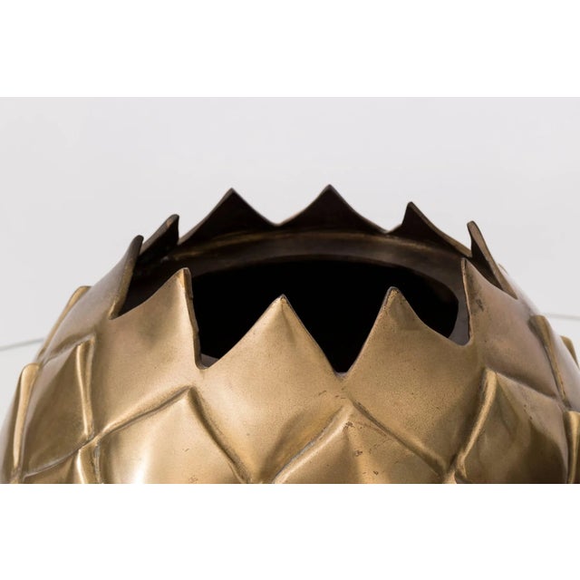 Mid-Century Modern Large Brass Pineapple Vase For Sale - Image 3 of 6