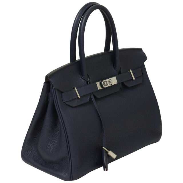 2010s Hermès Birkin 30 Verso Bleu Indigo Togo Palladium Hardware 2018 For Sale - Image 5 of 7