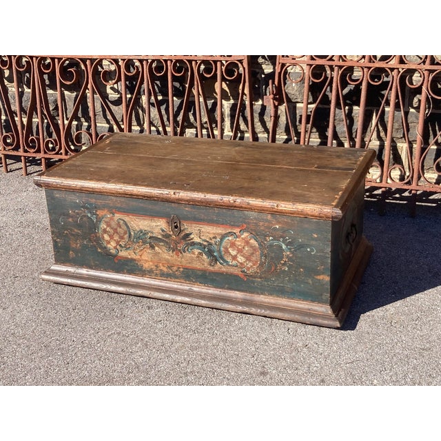 Mid-Century Modern Mid 19th Century Pine Trunk or Blanket Chest in Original Paint For Sale - Image 3 of 15