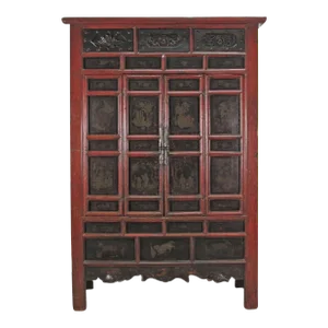 Hand Painted 80" Inch Tall Antique Chinese Cabinet