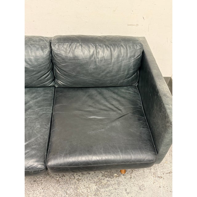 West Elm Brooklyn Leather Sofa For Sale - Image 9 of 12