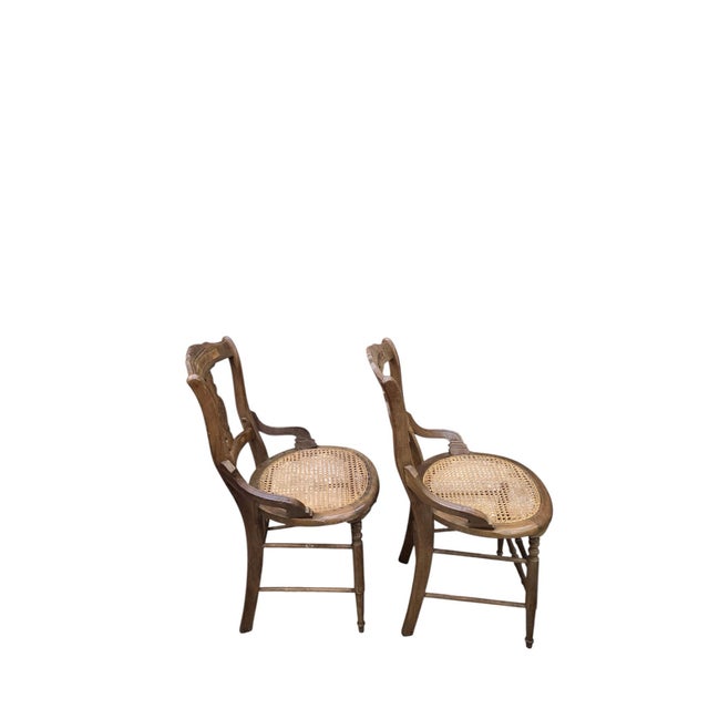 Antique French Provincial Oak Dining Armchairs With Cane Seats - Set of 5 For Sale In Chicago - Image 6 of 11