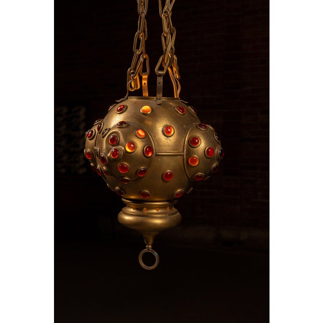 Early 20th Century Renaissance Revival Flush-Mount Lamp With Glass Cabochons For Sale In Chicago - Image 6 of 7