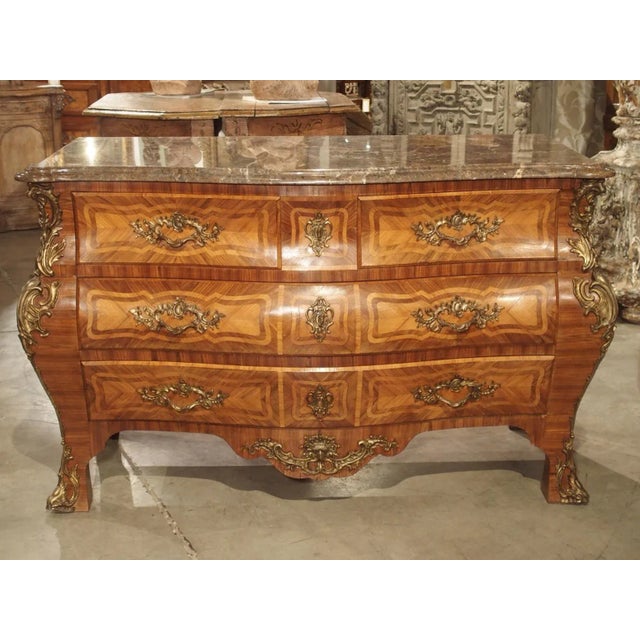 Grand Antique Louis XV Style French Commode With Bronze Mounts and Marble Top For Sale - Image 13 of 13