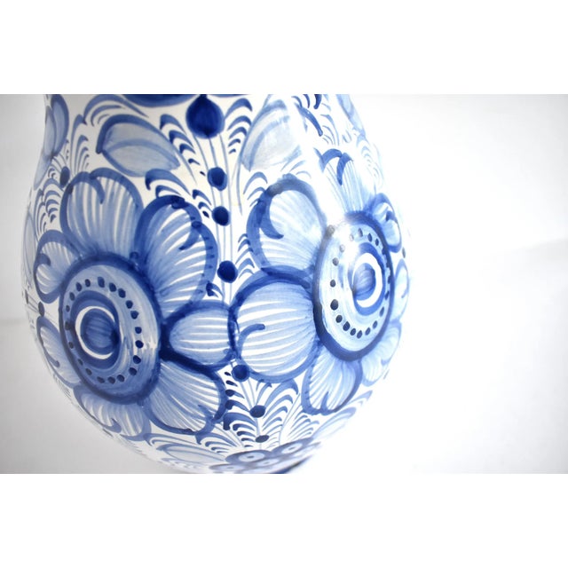 Vintage Large Czech Blue and White Ceramic Pitcher For Sale - Image 9 of 10