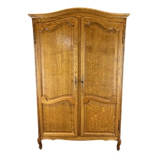 Vintage French Wardrobe in Oak For Sale
