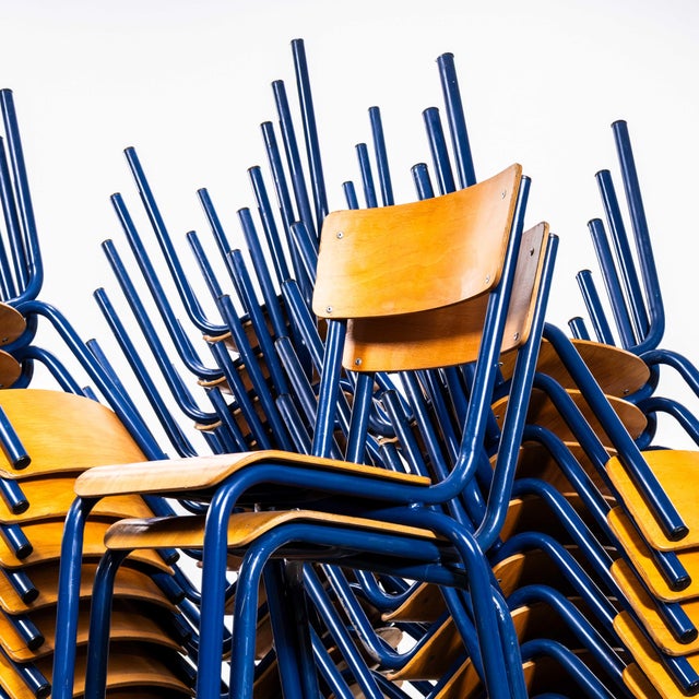 1960s Vintage Sea Blue Stacking Dining Chairs from Mullca, 1960s, Set of 4 For Sale - Image 5 of 14