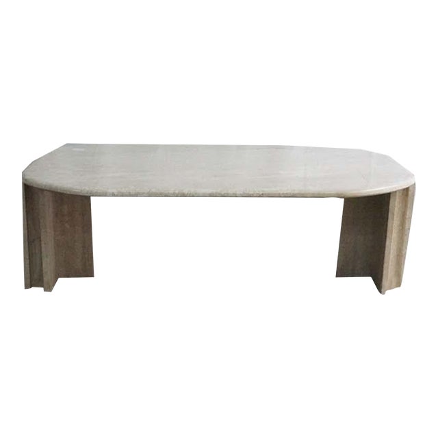 Travertine Coffee Table With Rounded Corners | Chairish