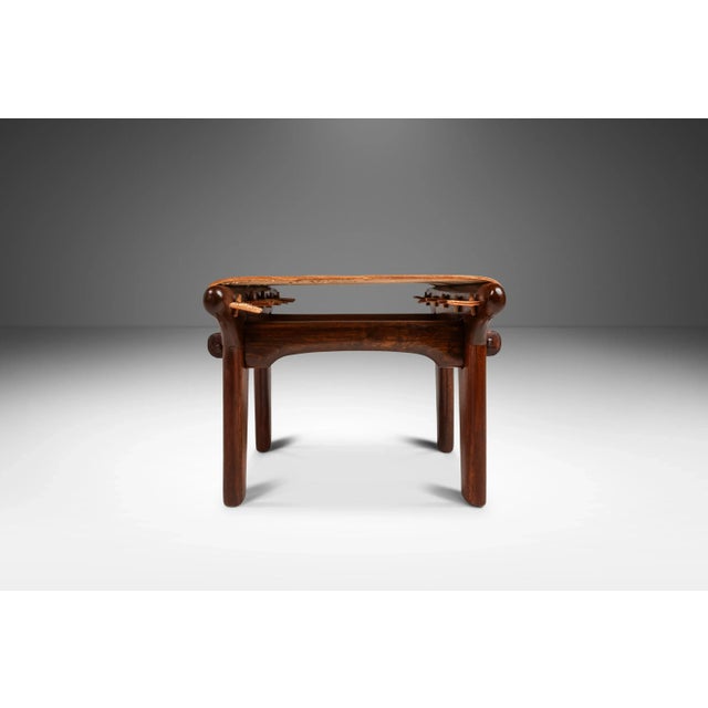 1960s Mid-Century Modern Tooled Leather Sling Ottoman After Angel Pazmino, Ecuador, 1960s For Sale - Image 5 of 12