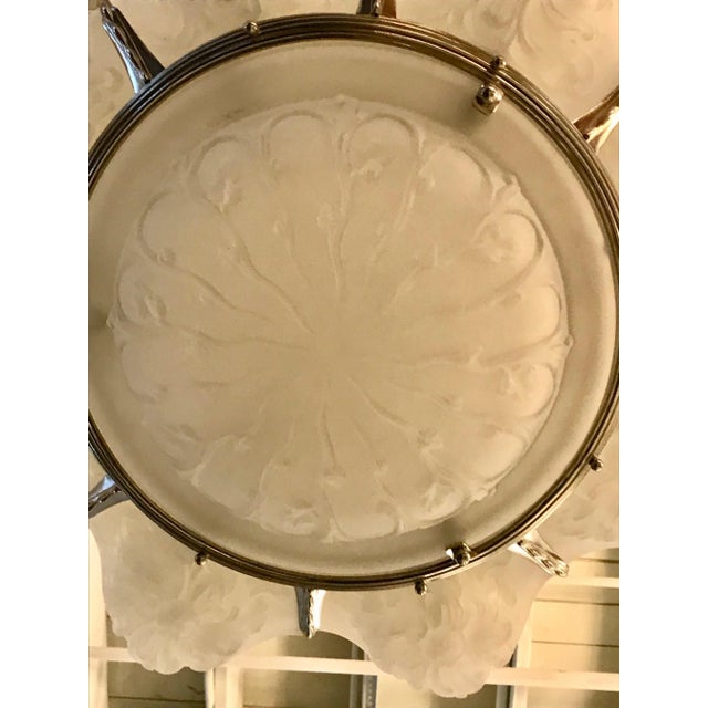 Marius-Ernest Sabino French Art Deco Floral Chandelier Signed Sabino For Sale - Image 4 of 13