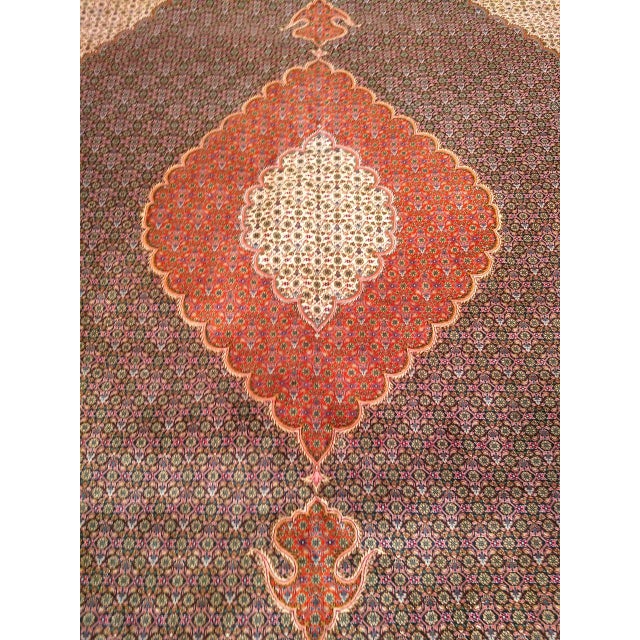 Antique Tabriz Mahi Rug, Hand-Knotted Wool & Silk, Herati Geometric Pattern, 10x13 For Sale - Image 10 of 16