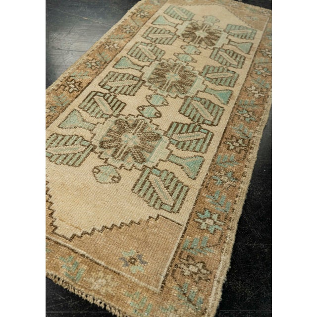 Textile Turkish Mini Rug Oriental Hand Knotted Vintage Rug 1'8" x 3'5" #21078 For Sale - Image 7 of 8