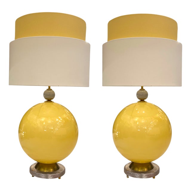 Murano Lamps with Yellow Balloons, Set of 2 For Sale
