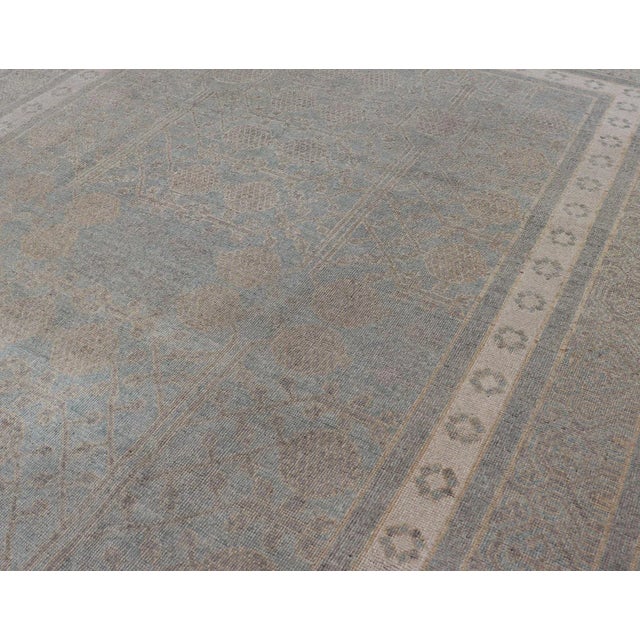 2010s Afghan Khotan Rug With Geometric Design in Shades of Light Blue and Taupe For Sale - Image 5 of 12