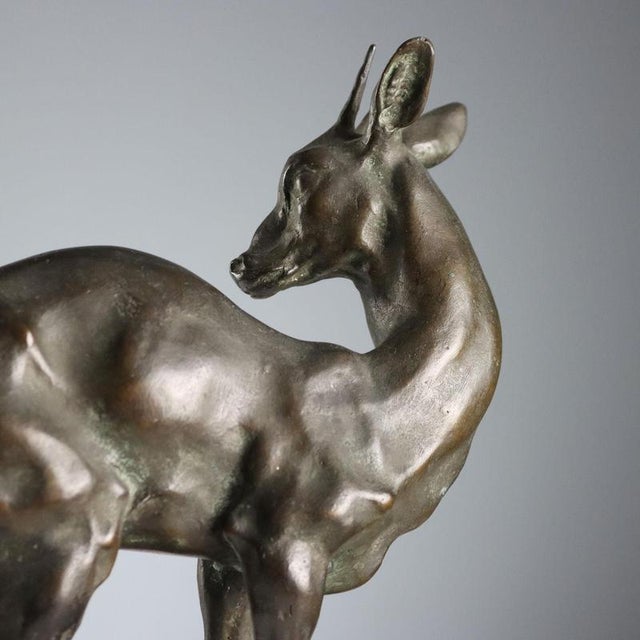 Metal Bronze Fawn Sculpture attributed to Nando Conti For Sale - Image 7 of 9