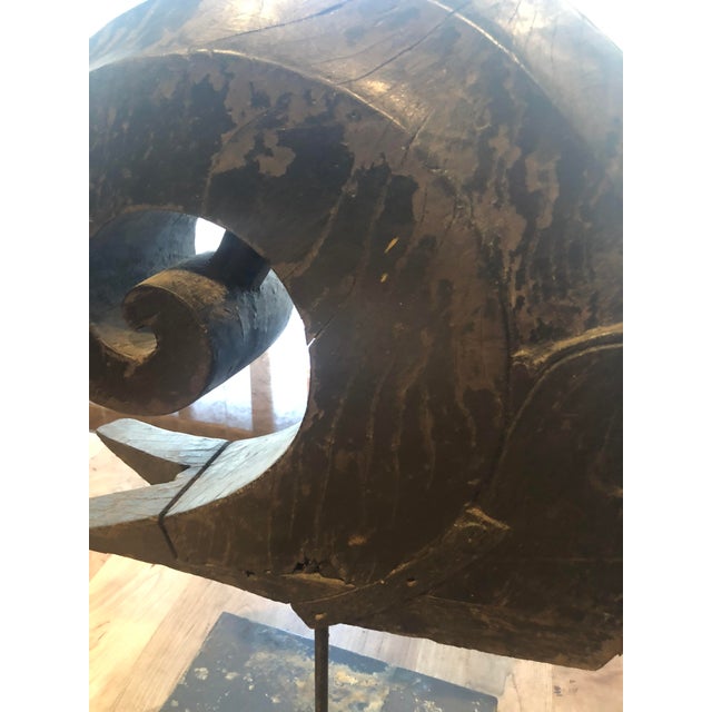 Mounted Boat Prow Mid-Century. Architectural Art Element on Stand For Sale - Image 4 of 10