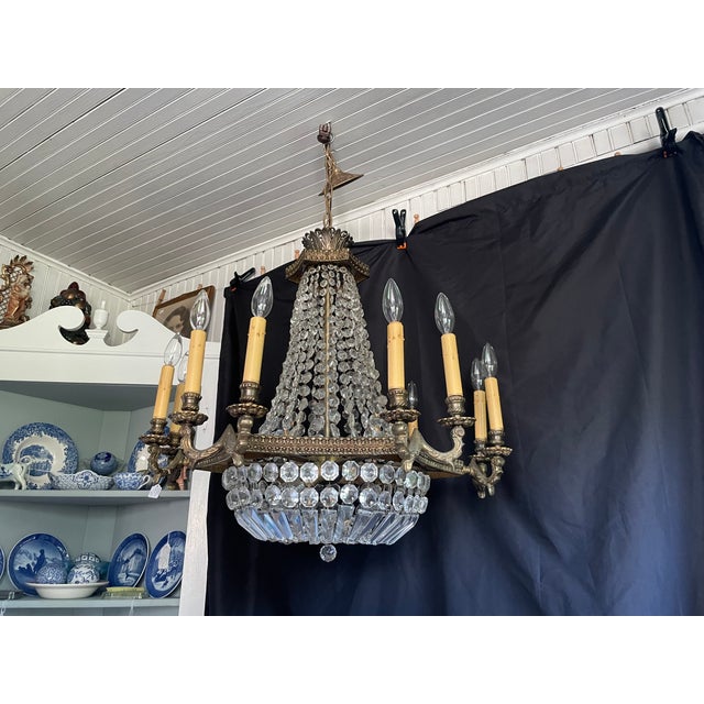 Vintage French Empire Styled Crystal Chandelier For Sale In New York - Image 6 of 13